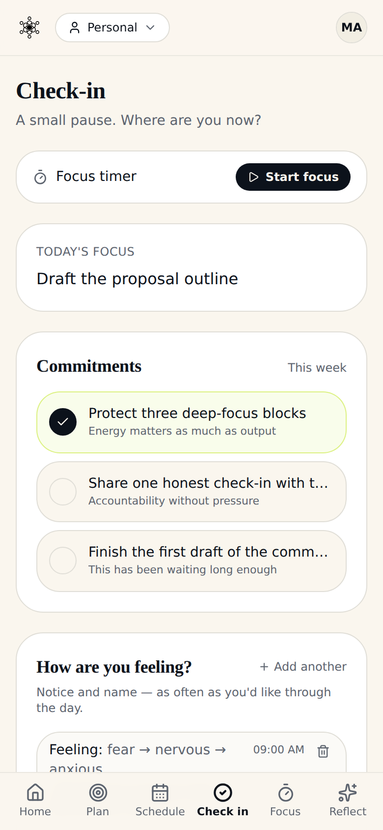 Daily check-in