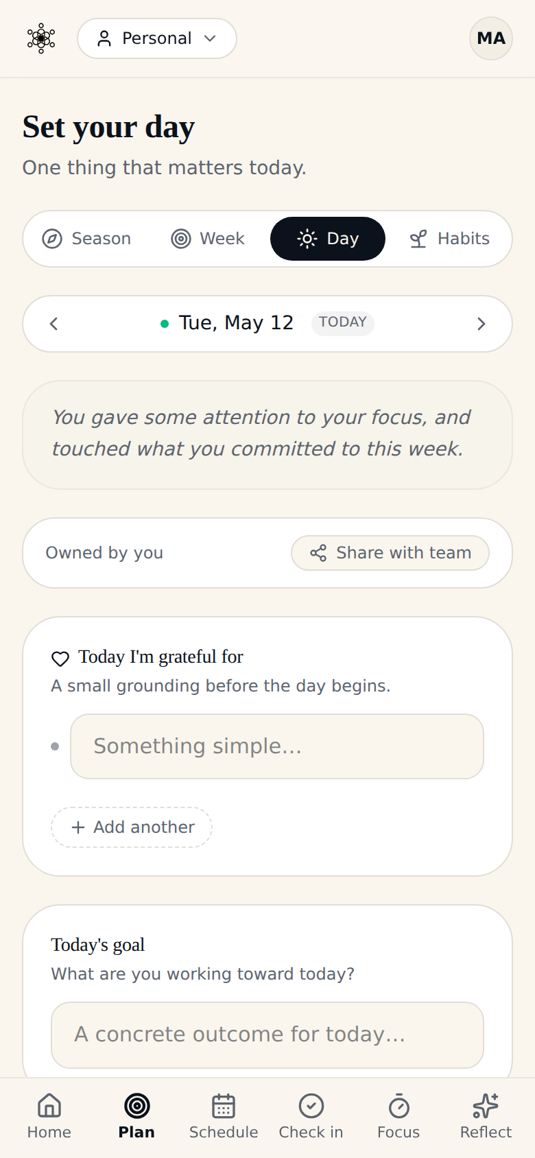 Daily plan